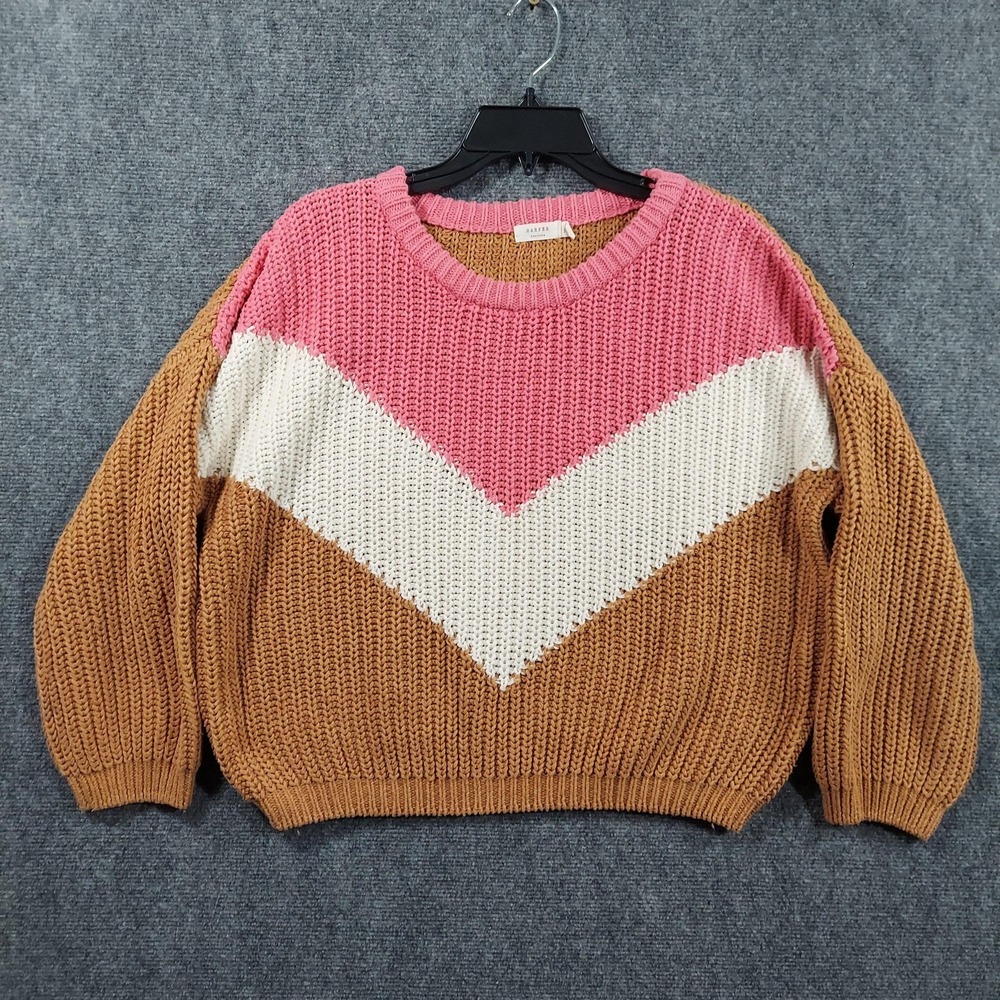Harper‎ Heritage Sweater Teens Small Multicolor Chunky Knit Chevron Pullover